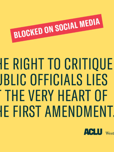 Image says THE RIGHT TO CRITIQUE PUBLIC OFFICIALS LIES  AT THE VERY HEART OF  THE FIRST AMENDMENT.