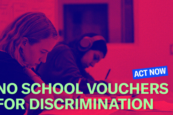 No school vouchers for discrimination