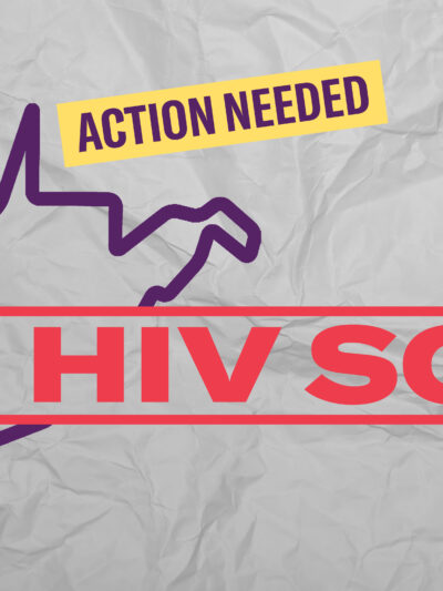 HIV SOS superimposed over the state of WV