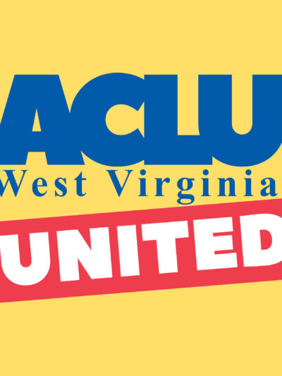 A version of the ACLU West Virginia logo with UNITED overset in red