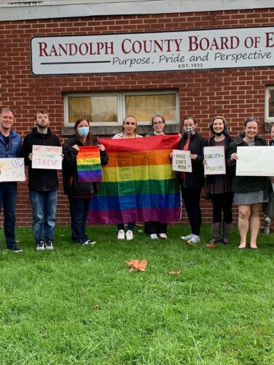 ACLU staff members and community members attend a meeting of the Randolph County School Board