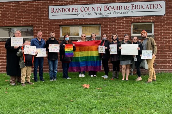 ACLU staff members and community members attend a meeting of the Randolph County School Board