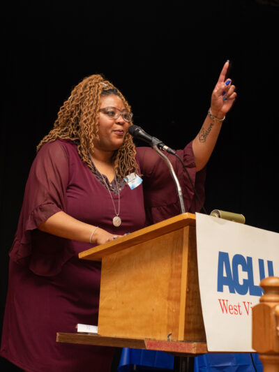 Delegate Danielle Walker receives the Roger Baldwin Award for service to the state of West Virginia