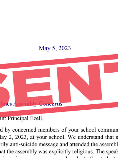 A letter to Doddridge County Officials with the word "SENT" stamped in red