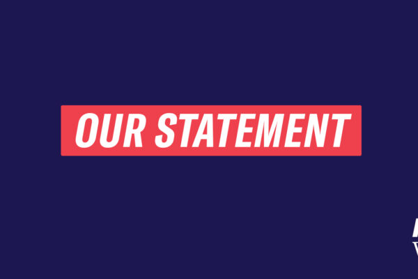 Image reads "OUR STATEMENT" in white text surrounded in a red box on a navy blue background