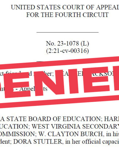 DENIED stamped in red over the Fourth Circuit's order