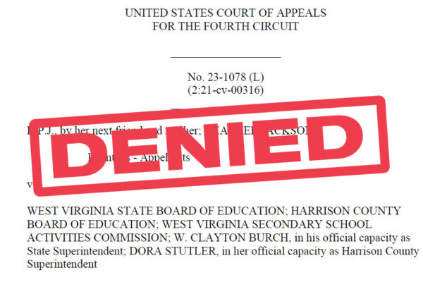 DENIED stamped in red over the Fourth Circuit's order