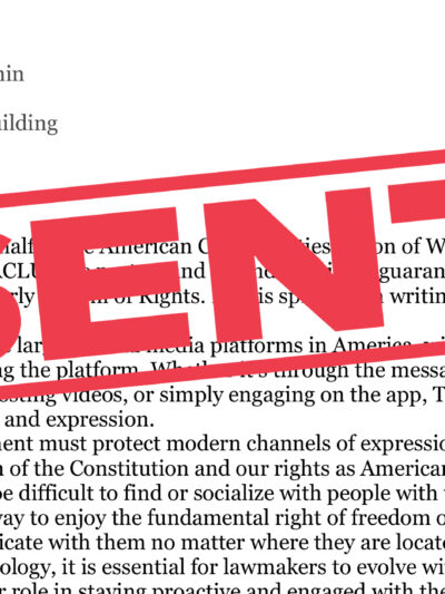 Copy of letter to Sen. Machin with the word "Sent" stamped in red over the text.