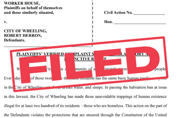 FILED is stamped in red over a copy of the Wheeling complaint