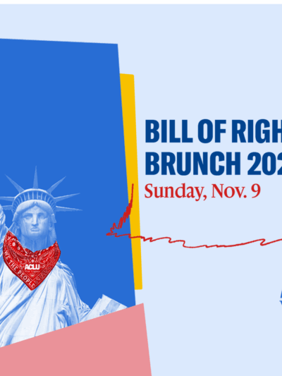 Collage are in red white and blue of Lady Liberty donning a red "we the people" bandana.