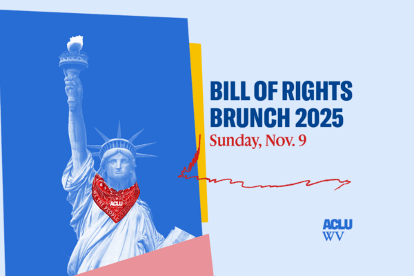 Collage are in red white and blue of Lady Liberty donning a red "we the people" bandana.