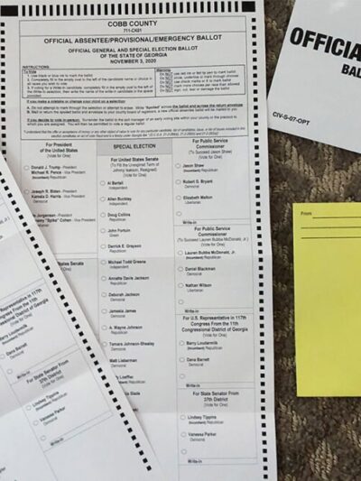 A picture of absentee ballots