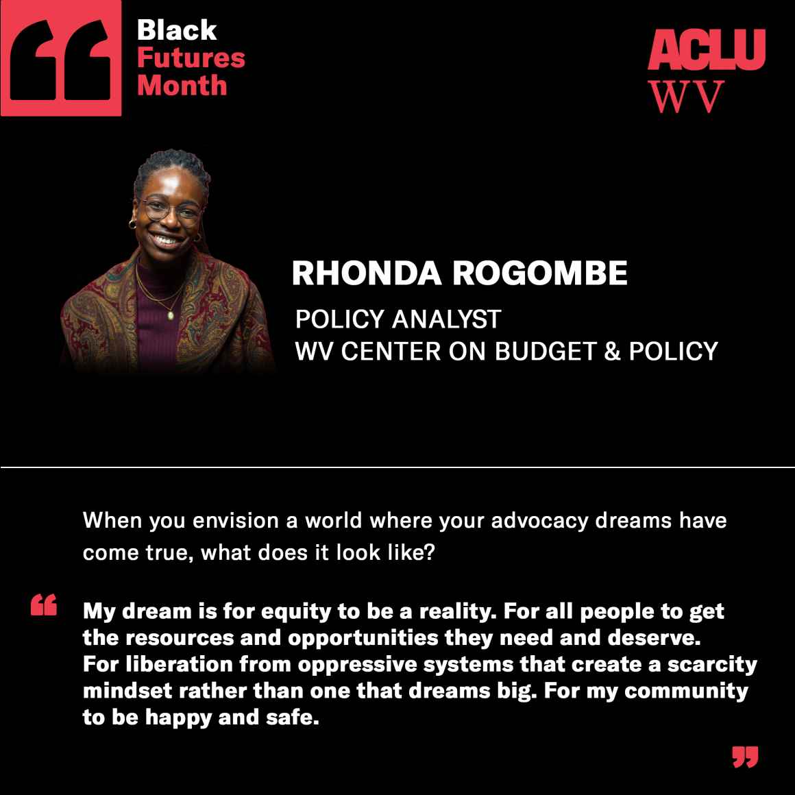 Image of Rhonda Rogombe on a black background