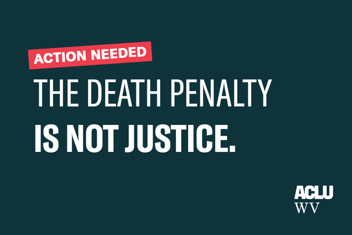 Action Needed: The Death Penalty is Not Justice in white over a green background