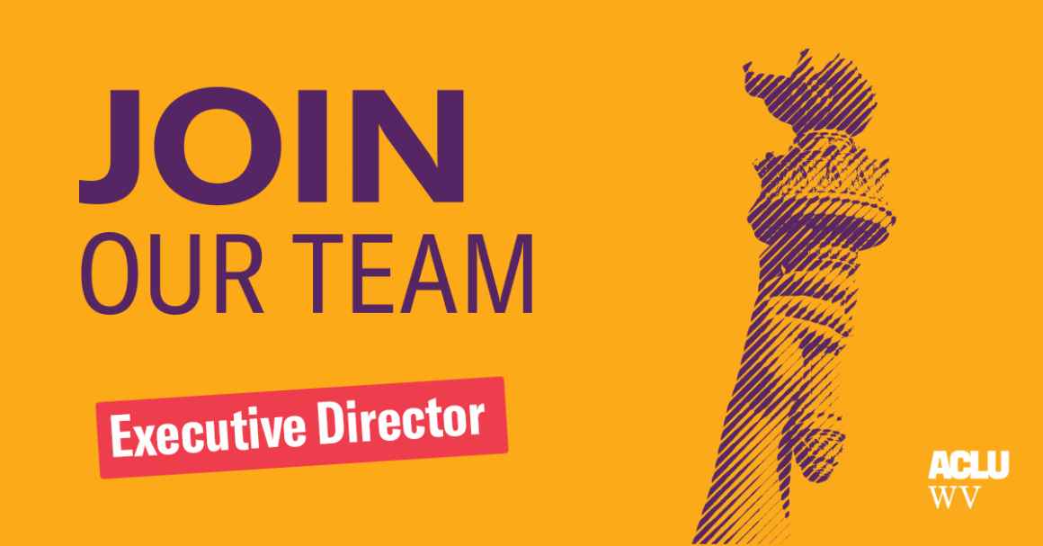"Join Our Team - Executive Director" with an image of Lady Liberty's torch