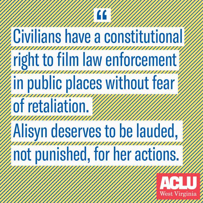 Graphic that says Civilians Have A Constitutional Right to Film Law Enforcement Without Fear of Retaliation. 