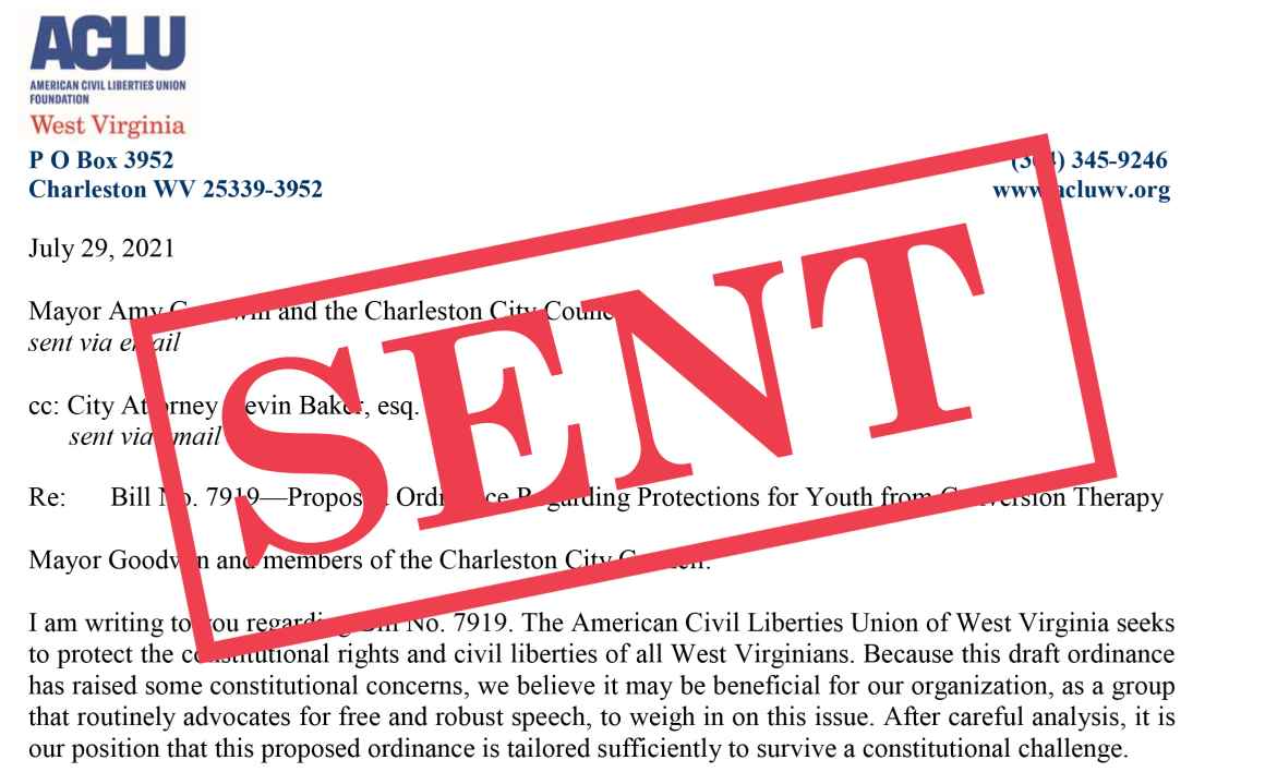 Conversion therapy bill letter