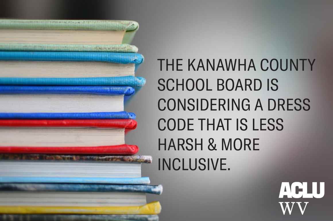 The Kanawha County School Board is considering a dress code that is less harsh and more inclusive image with school books