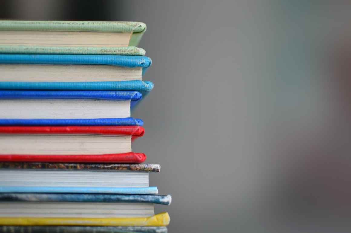 Stack of multi-color school books