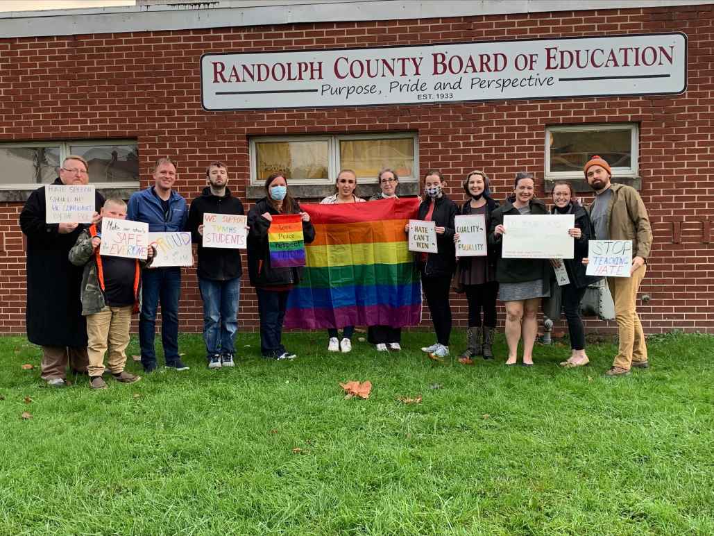 ACLU staff members and community members attend a meeting of the Randolph County School Board