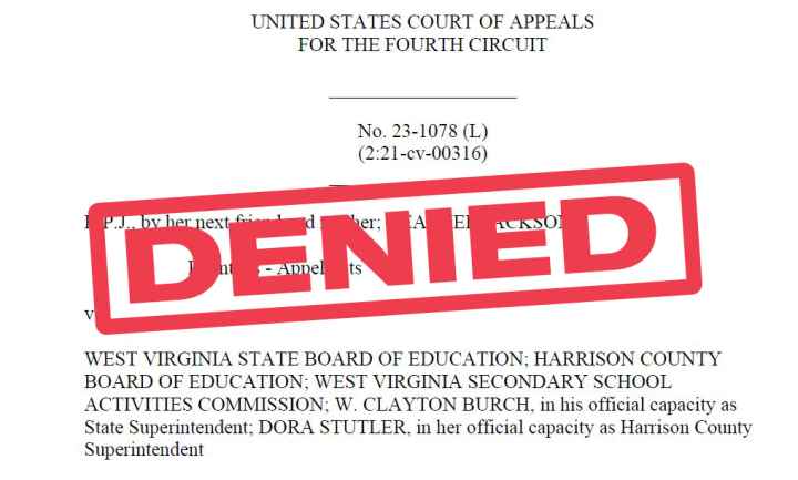 DENIED stamped in red over the Fourth Circuit's order 