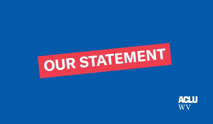 Our Statement in white letters surrounded by a red box on a blue background