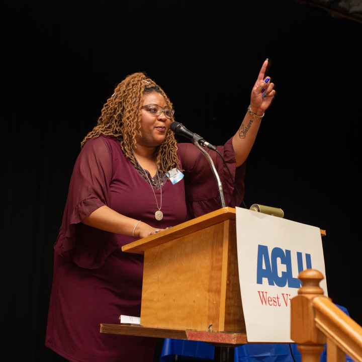 Delegate Danielle Walker receives the Roger Baldwin Award for service to the state of West Virginia