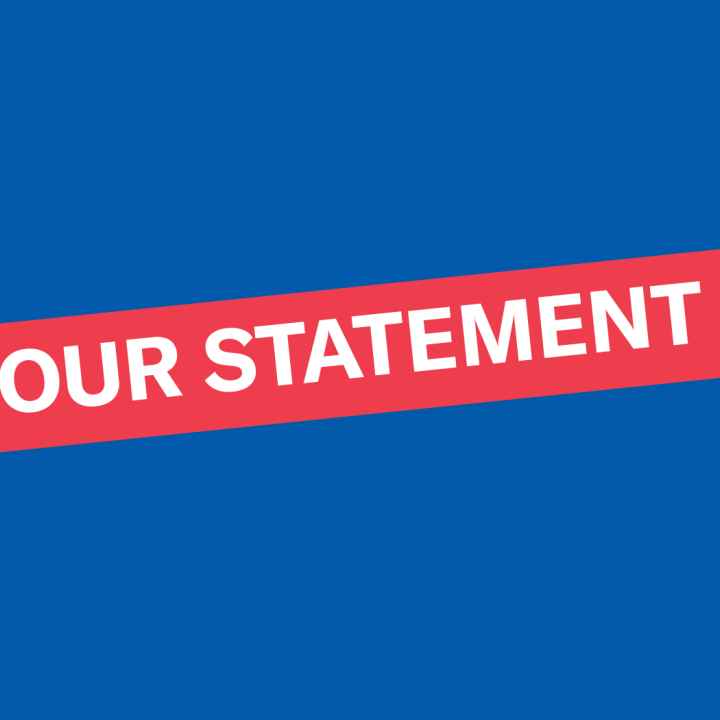 Our Statement in white letters surrounded by a red box on a blue background