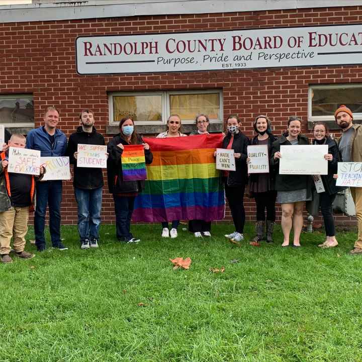 ACLU staff members and community members attend a meeting of the Randolph County School Board