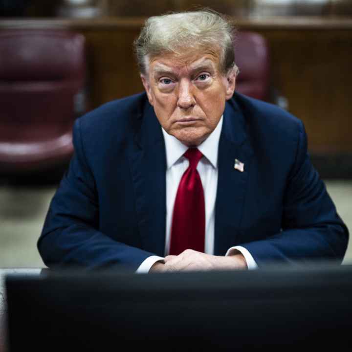 Donald trump looks forward during a legal proceeding
